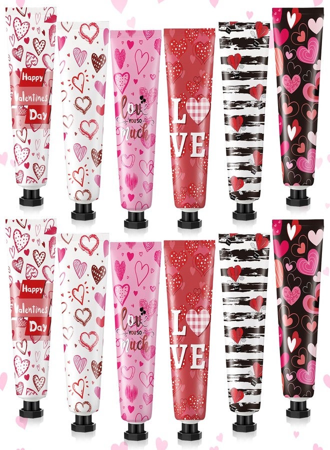 Siifert 12 Pcs Valentine's Day Hand Cream Gift Bulk Valentine Gift Basket Stuffers Love Heart Moisturizing Galentine's Hand Lotion Bulk Small Dry Cracked Care Cream for Women Friends Seniors Clients, 30 ml - Image 1